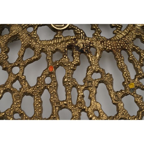 Vintage Tamar 1981 Brass Ornate Footed Fruit Serving Tray, Jerusalem Judaica - Picture 3 of 7